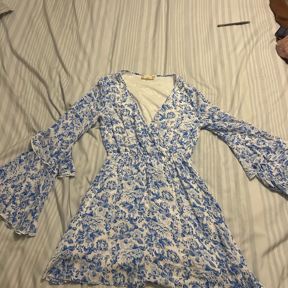 Altar'd State Blue and White Patterned Dress